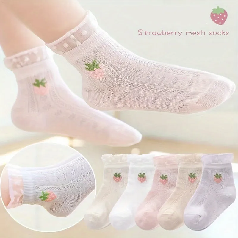 10 Pairs of Adorable Cartoon Patterned Ankle Socks - Soft, Breathable, Comfy, and Moisture-Wicking for Girls Spring and Summer Wear - Cotton Blend, Knit Fabric, Low-Cut Design