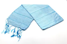 100% Fair Trade Thai Ribbon Style Scarf Shawl Light Blue