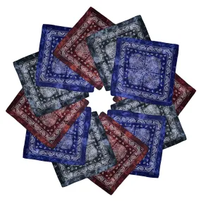 12 Pcs Bandanas Pack for Men, Cotton Large Paisley Handkerchief Face Scarf