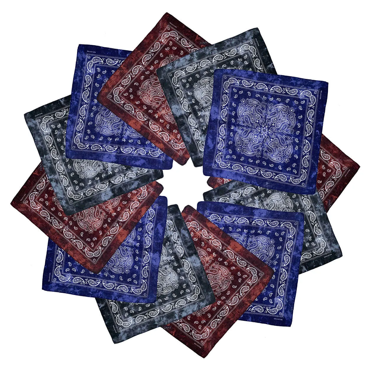 12 Pcs Bandanas Pack for Men, Cotton Large Paisley Handkerchief Face Scarf