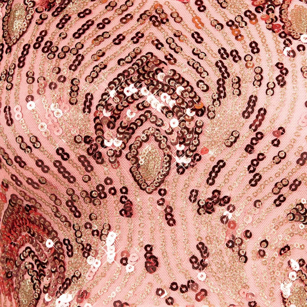 1st Position Pink Sequin Feather Dip Hemmed Lyrical Dress
