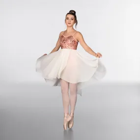 1st Position Pink Sequin Feather Dip Hemmed Lyrical Dress