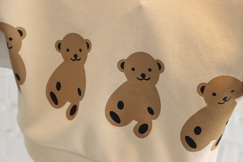 [345358] - Setelan Sweater Polo Kerah Celana Jogger Anak Laki-Laki - Motif Bear Row