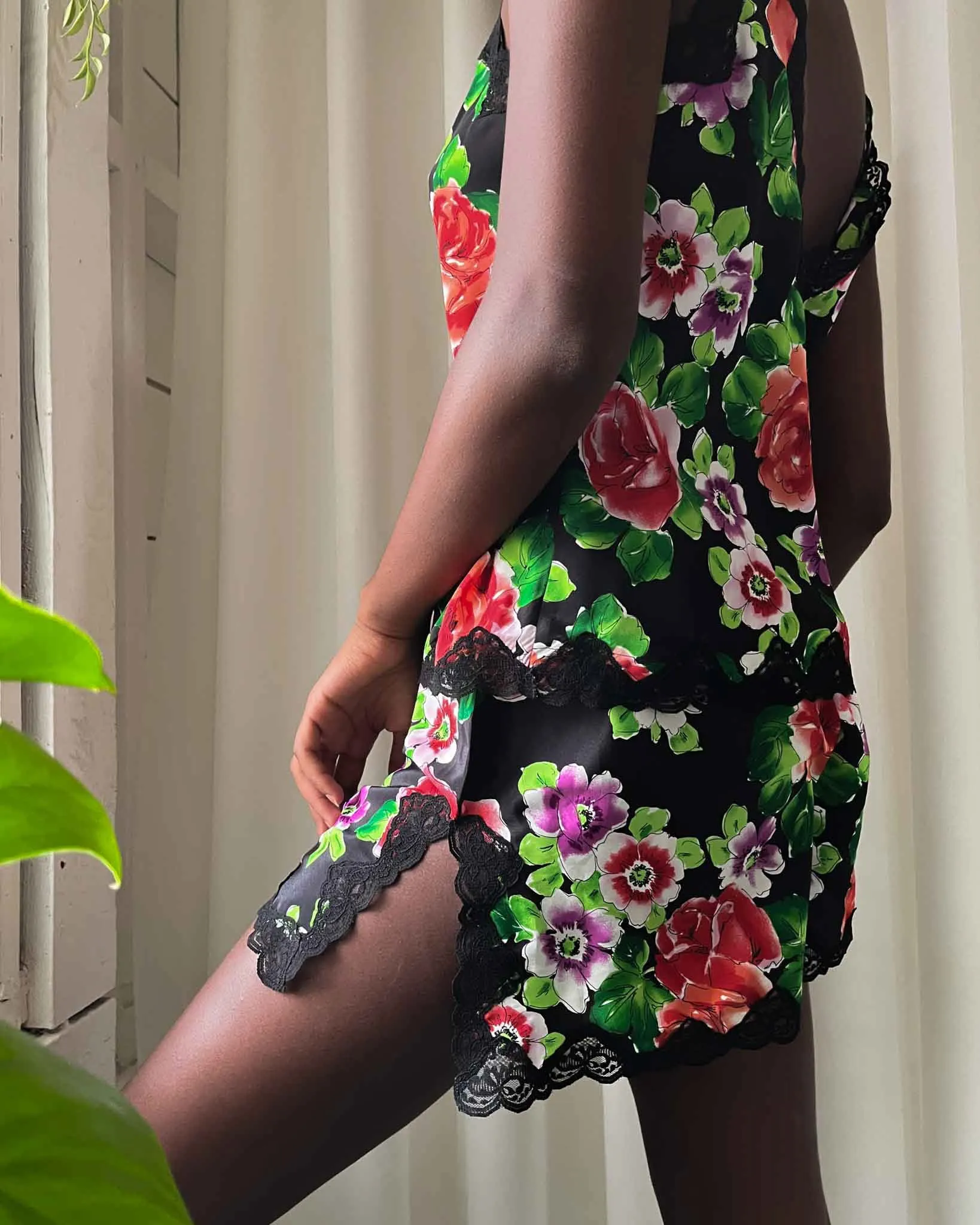 90s Floral Camisole & Shorts Set | M