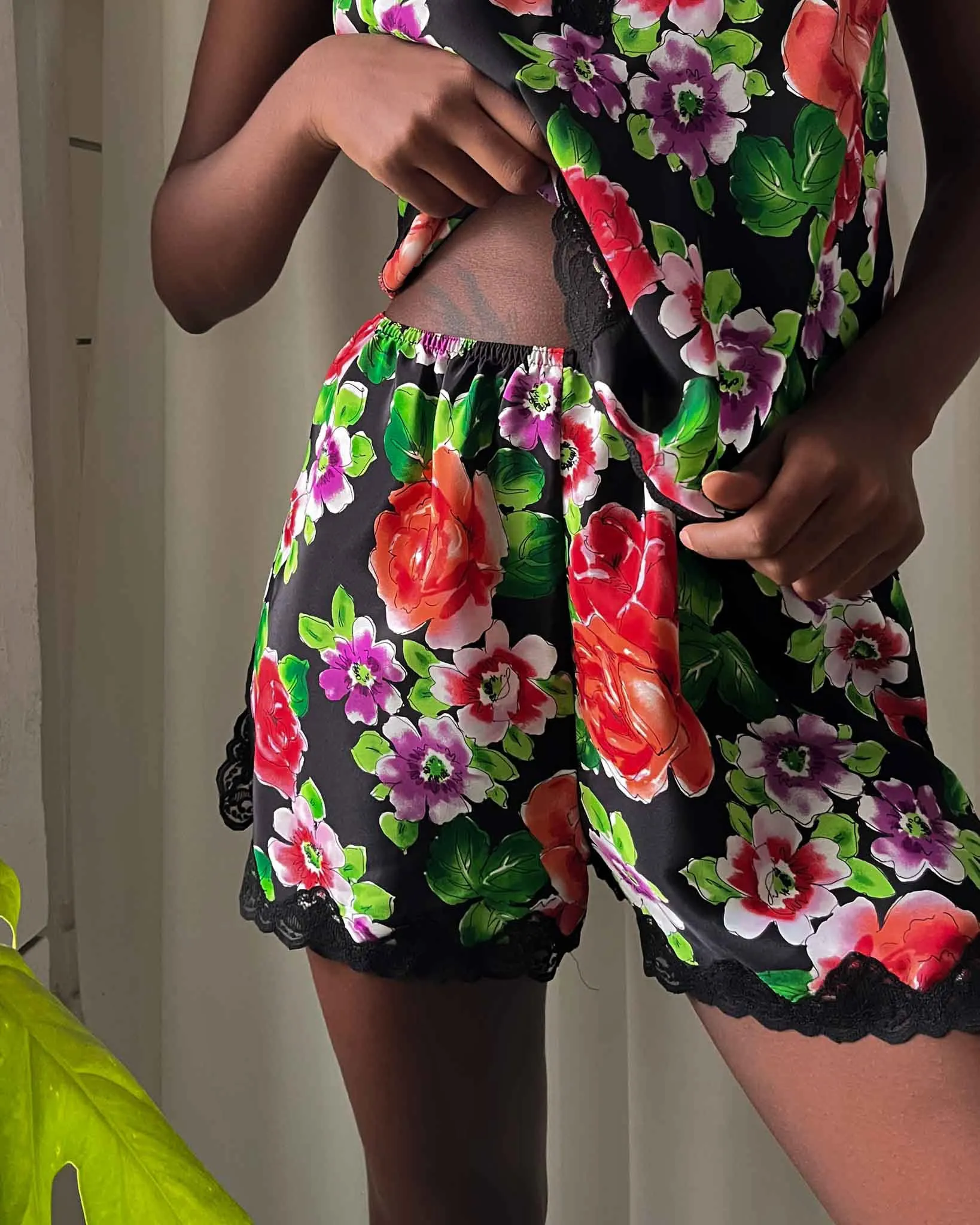 90s Floral Camisole & Shorts Set | M