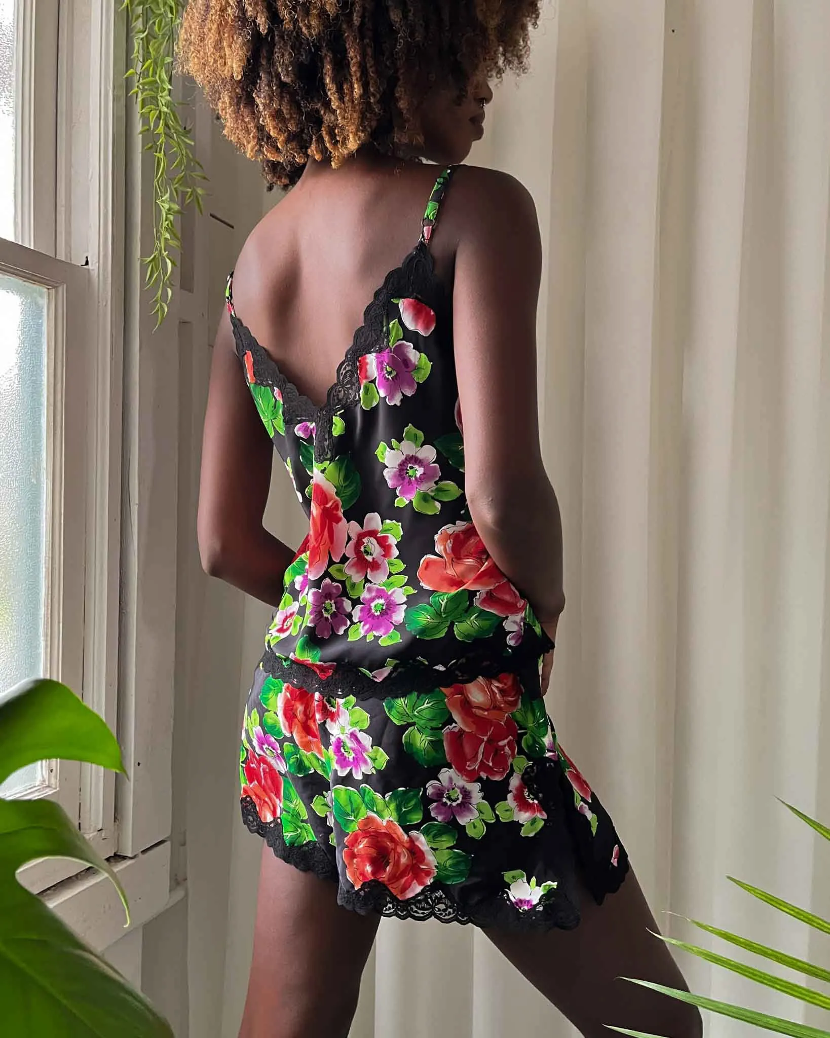 90s Floral Camisole & Shorts Set | M