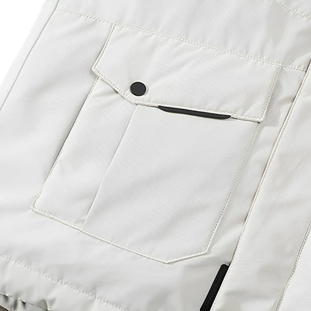 abbee White XL Winter Fur Hooded Down Jacket Stylish Lightweight Quilted Warm Puffer Coat