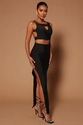 Alana Bandage Maxi Skirt Set - Black