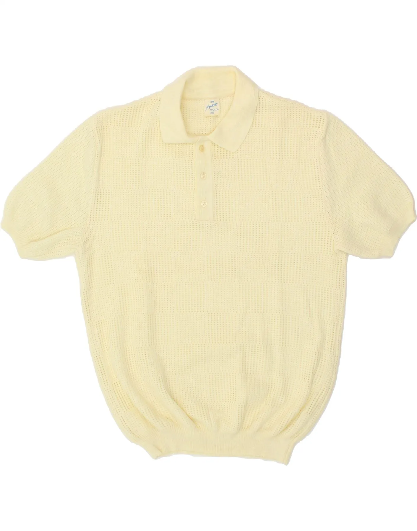 APART Mens Short Sleeve Polo Neck Jumper Sweater IT 50 Medium Yellow