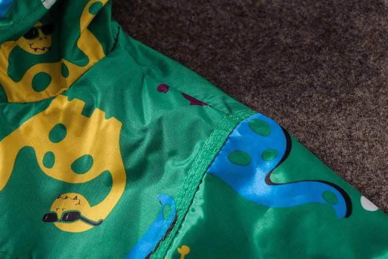 Baby Boy's Cute Dinosaur Windproof And Rainproof Hooded Jacket or Pants (NOT A SET)