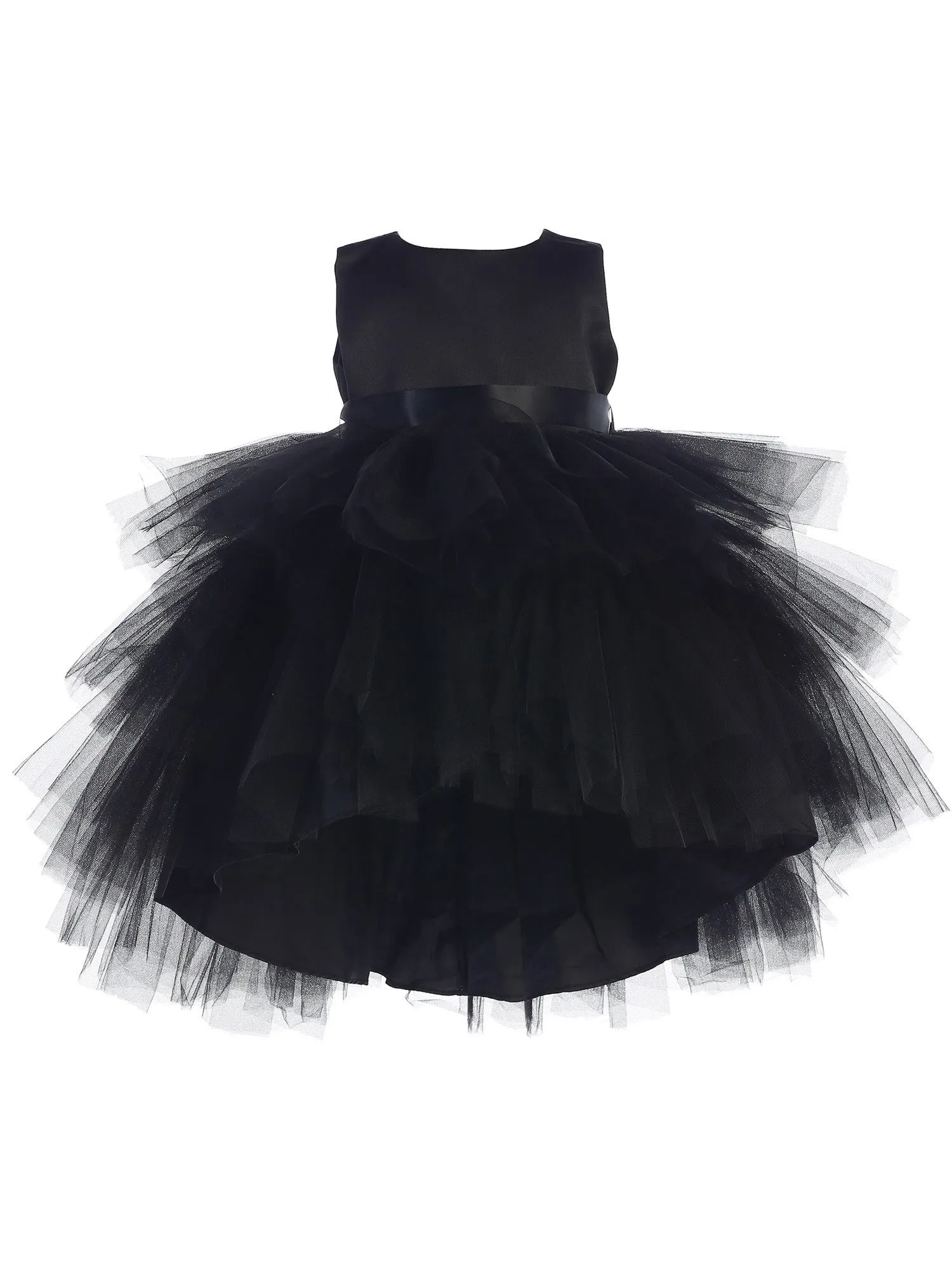 Baby Girls Black Hi-Low Multi Level Ruffle Tutu Flower Girl Dress 6-24M