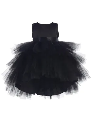 Baby Girls Black Hi-Low Multi Level Ruffle Tutu Flower Girl Dress 6-24M