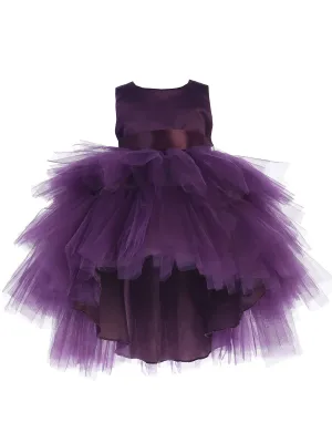 Baby Girls Eggplant Hi-Low Multi Level Ruffle Tutu Flower Girl Dress 6-24M
