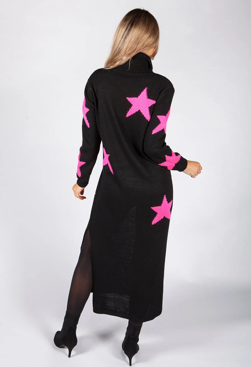 Black Star Knit Midi Dress
