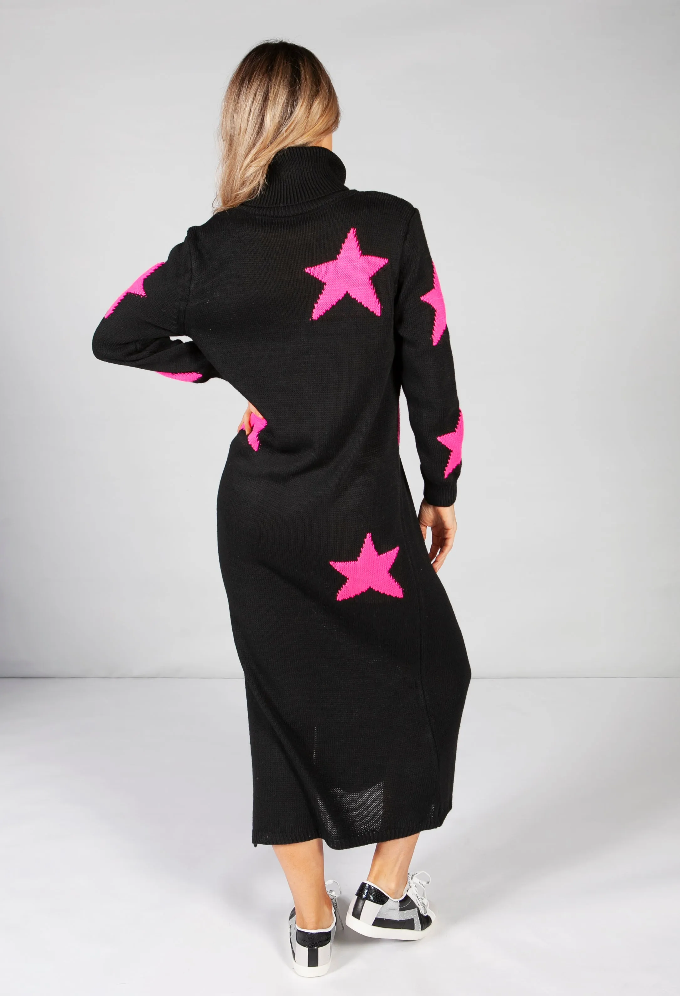 Black Star Knit Midi Dress