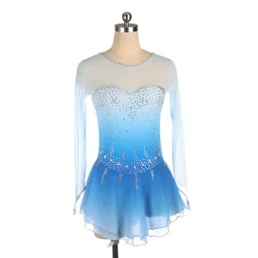 Blue Ombre Competition Figure Skating Dress Mesh Sleeves BSU2682.8