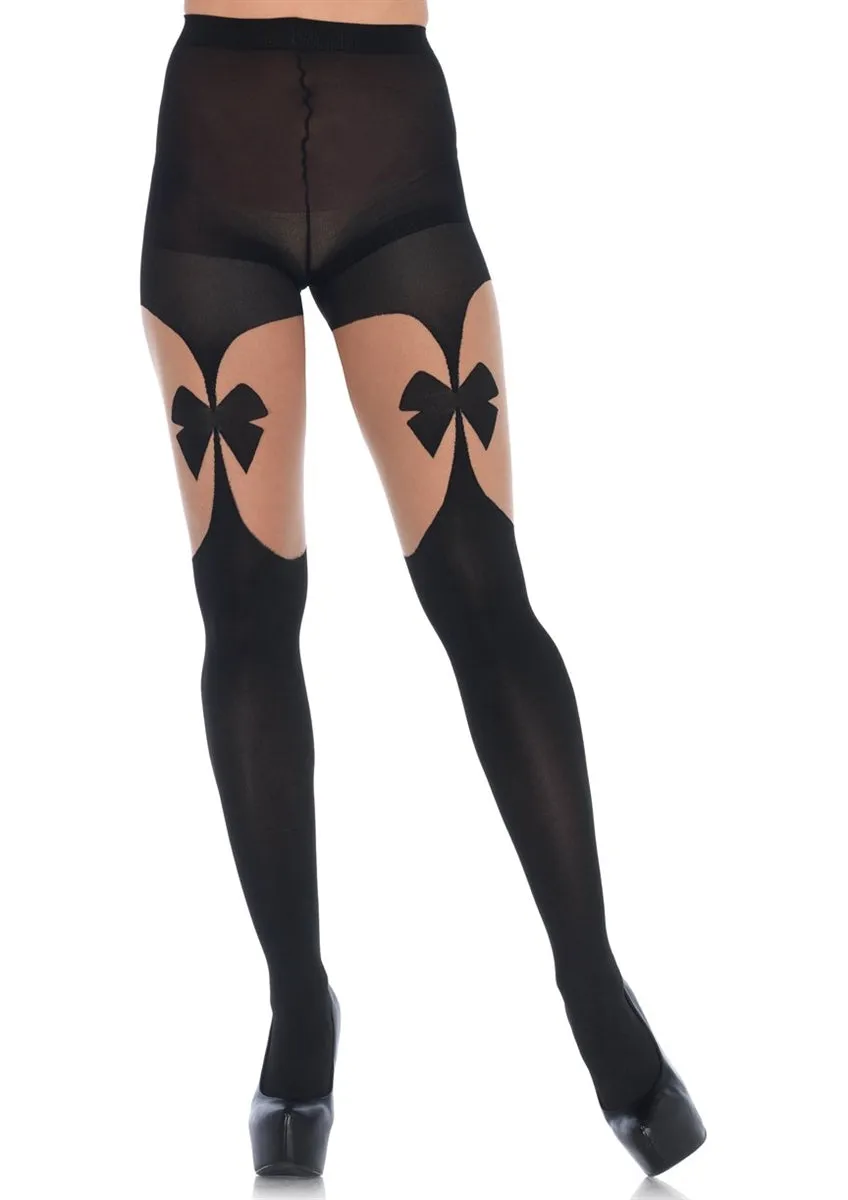 Bow Garterbelt Look Pantyhose