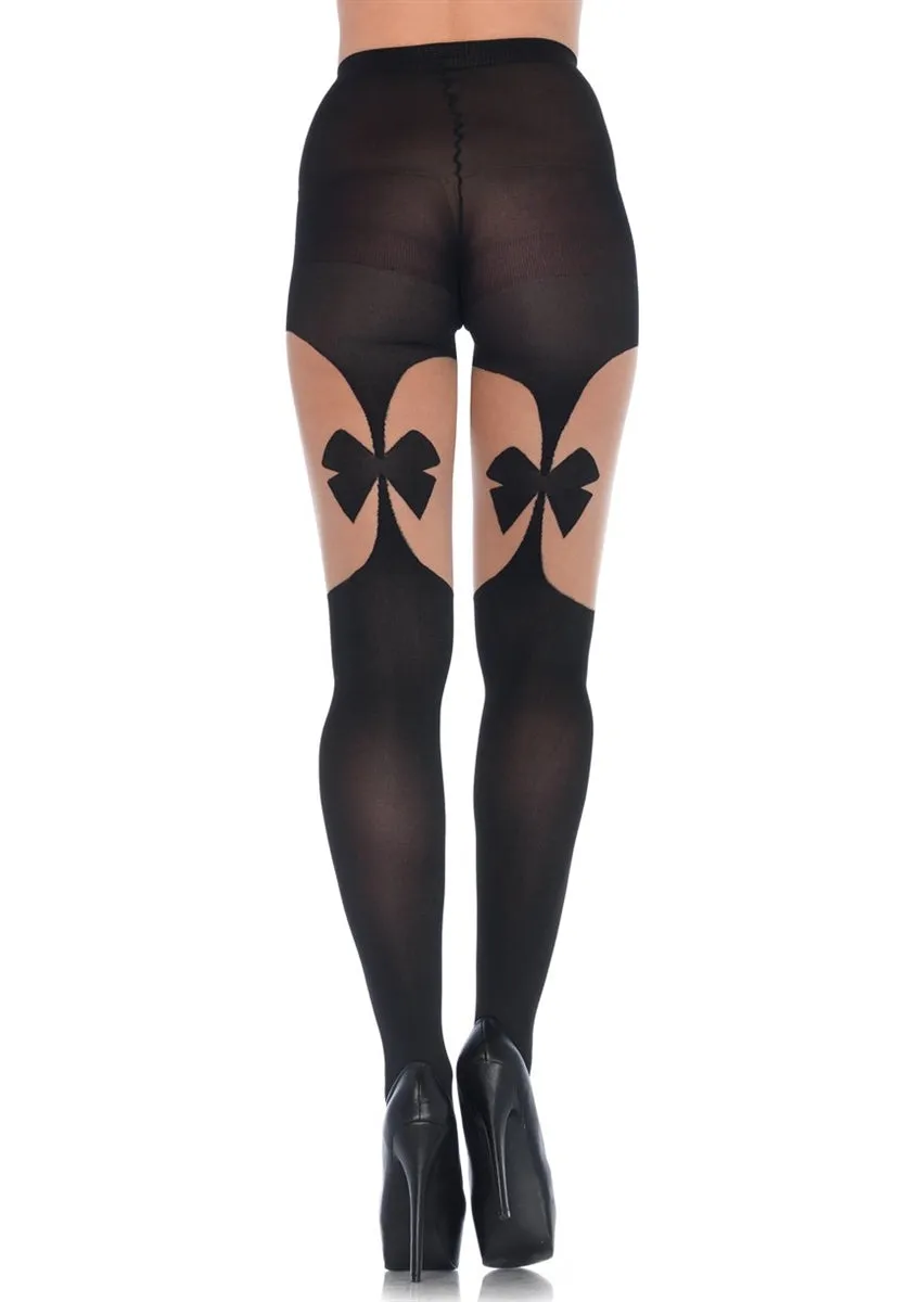 Bow Garterbelt Look Pantyhose
