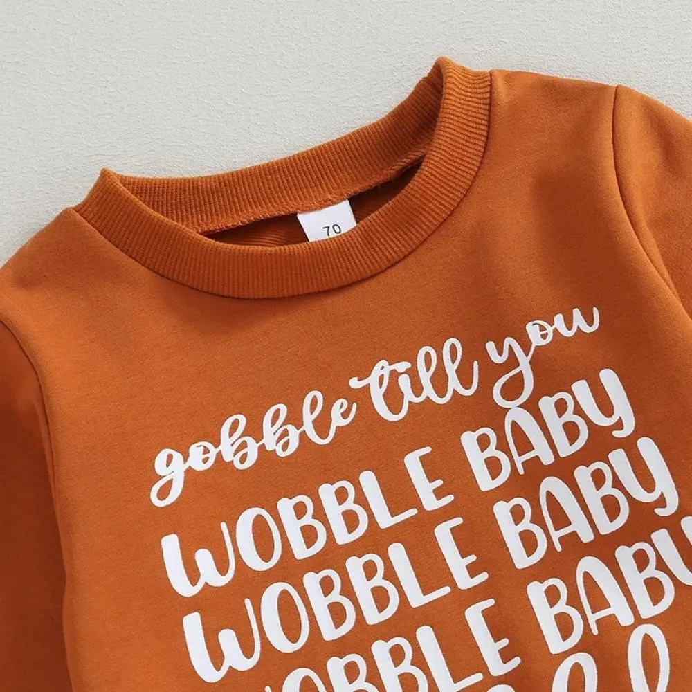 Boys' Thanksgiving Letter Print Long Sleeve Set Cheap Baby Clothes Wholesale