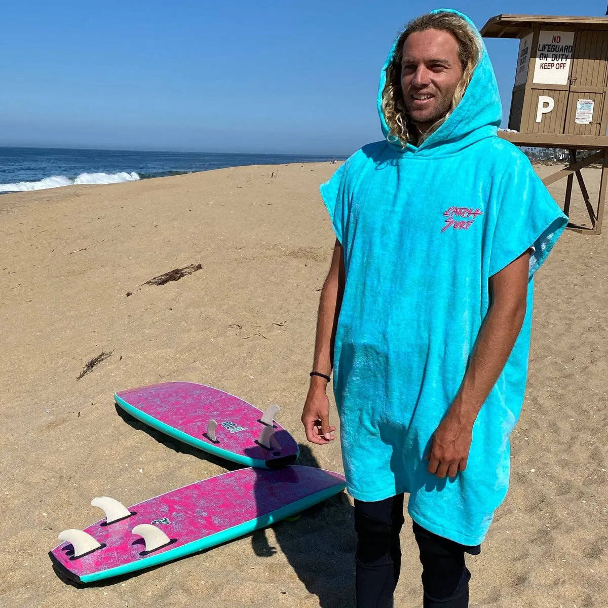 Catch Surf Blair Hooded Towel Changing Poncho - Pink/Blue Tie-Dye