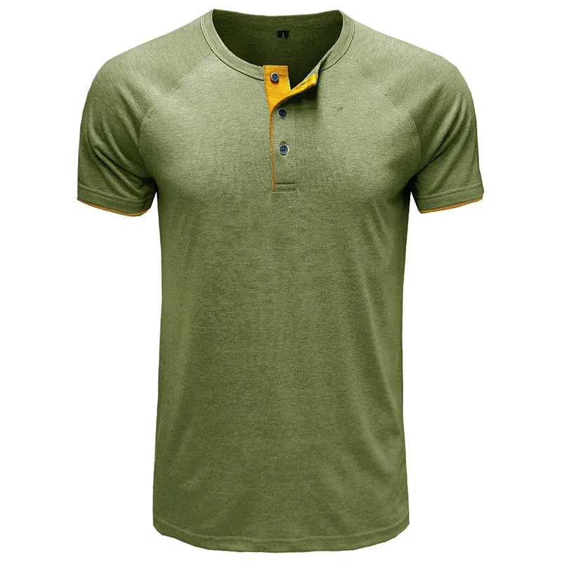 Classic linen shirt for men with long sleeves and v-neck