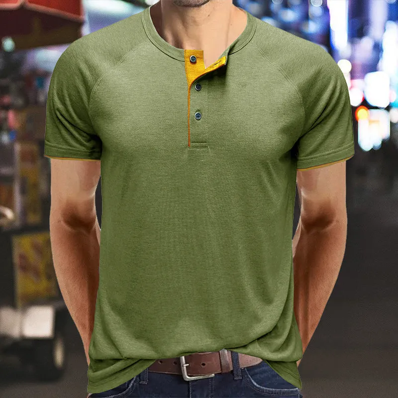 Classic linen shirt for men with long sleeves and v-neck