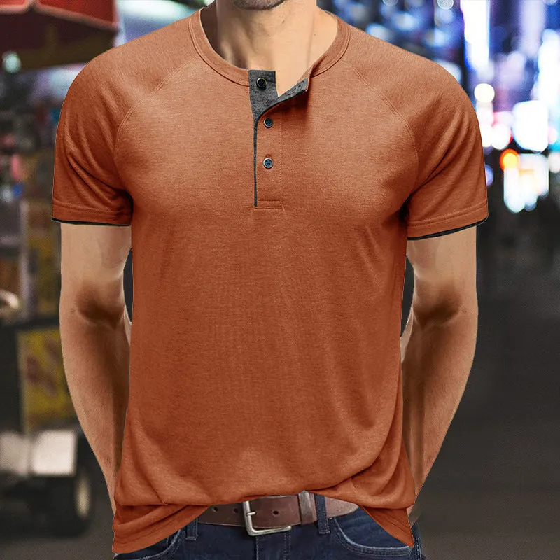 Classic linen shirt for men with long sleeves and v-neck