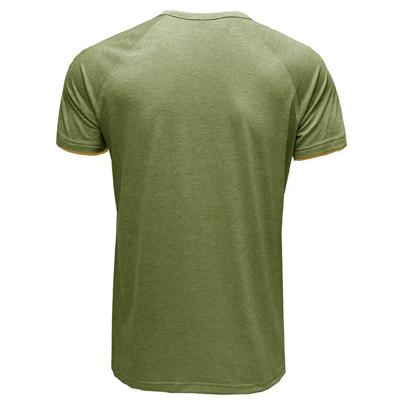 Classic linen shirt for men with long sleeves and v-neck