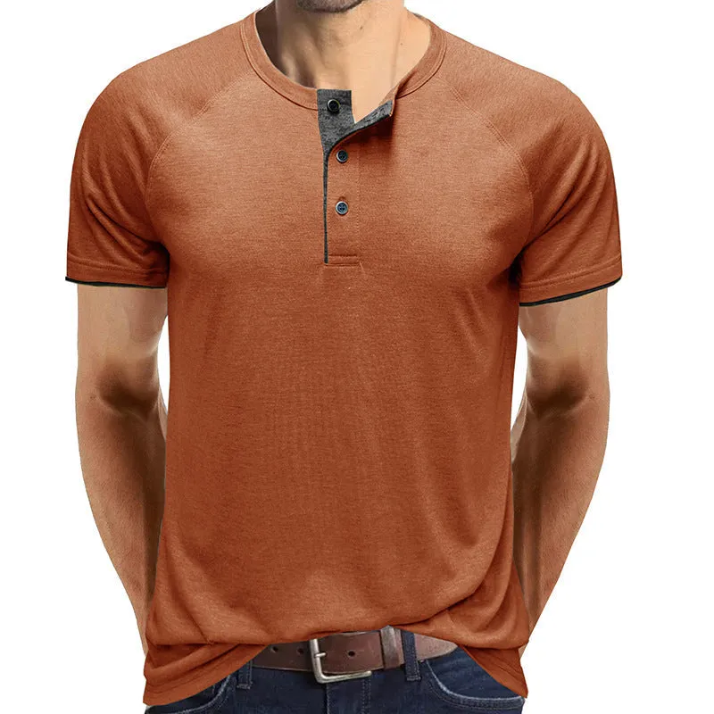 Classic linen shirt for men with long sleeves and v-neck