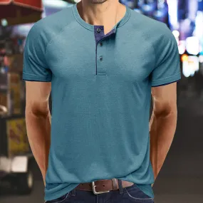 Classic linen shirt for men with long sleeves and v-neck