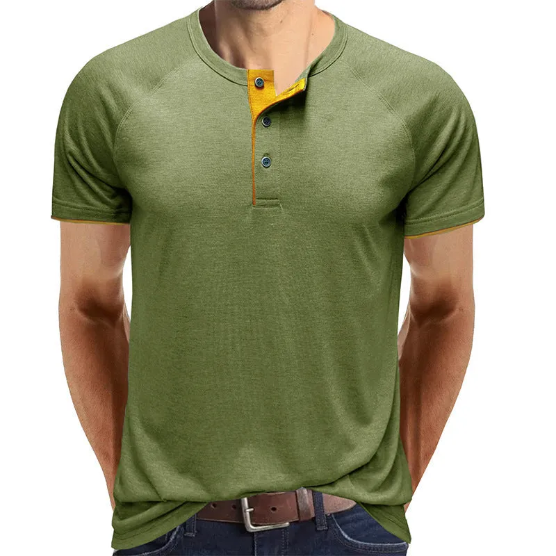 Classic linen shirt for men with long sleeves and v-neck