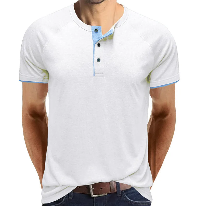 Classic linen shirt for men with long sleeves and v-neck