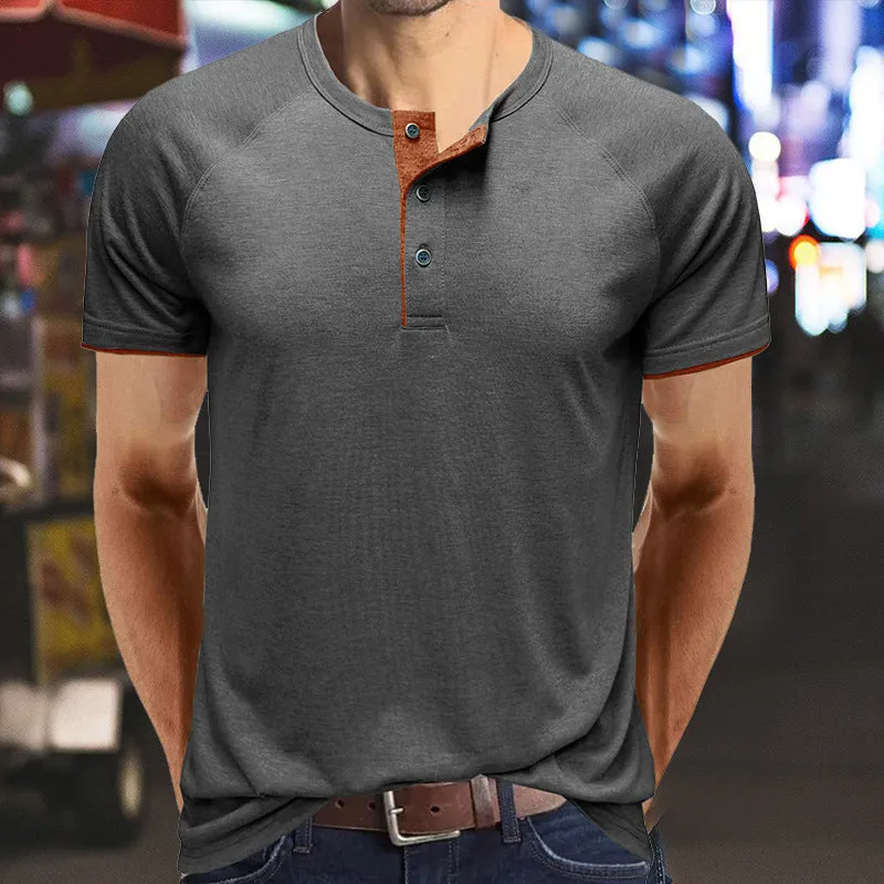 Classic linen shirt for men with long sleeves and v-neck