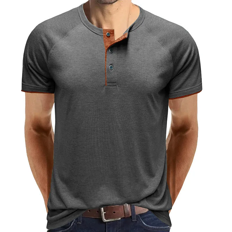 Classic linen shirt for men with long sleeves and v-neck
