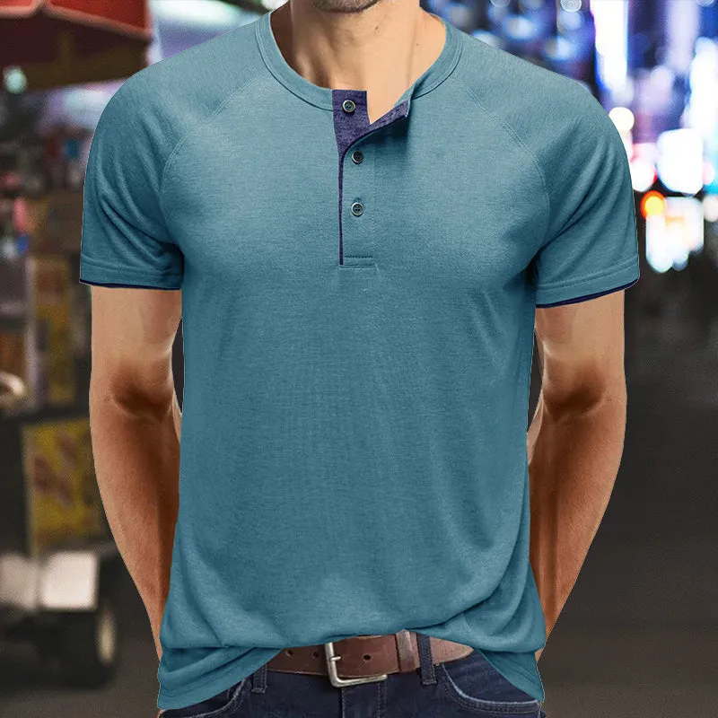 Classic linen shirt for men with long sleeves and v-neck