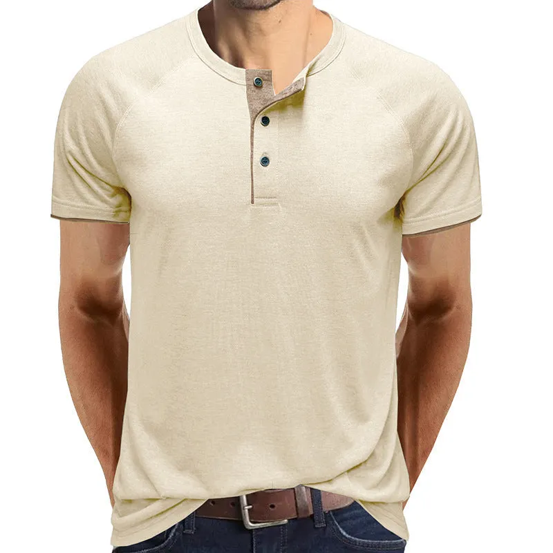 Classic linen shirt for men with long sleeves and v-neck