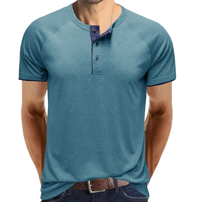 Classic linen shirt for men with long sleeves and v-neck