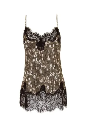 Coco Silk Lace Cami - Rose Taupe Print