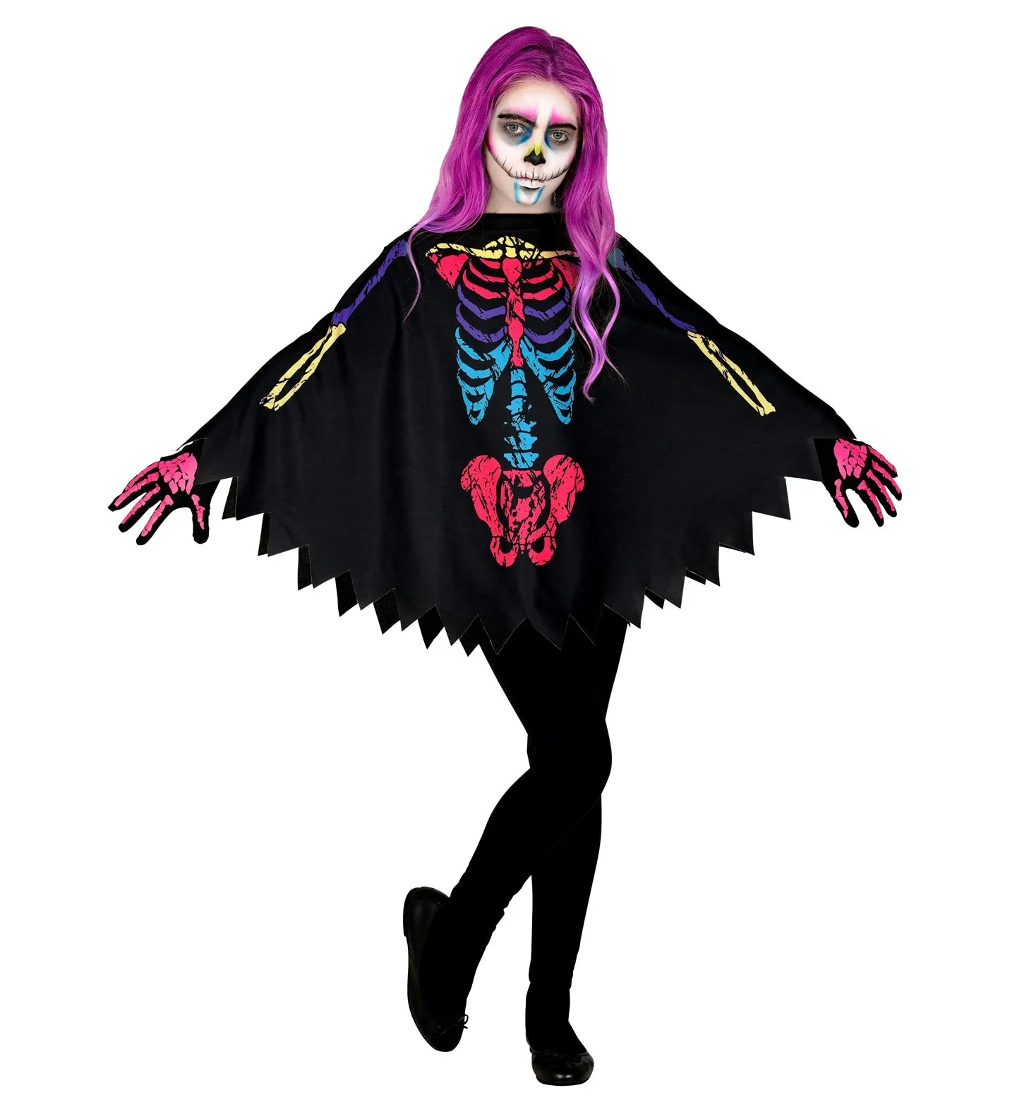 Colorful Skeleton Poncho Child's
