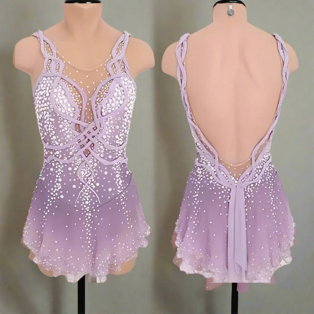 Competition Figure Skating Dress Lilac Ombre Braided BSU3182.90