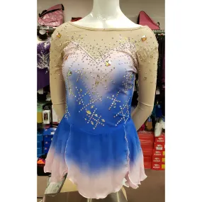 Competition Figure Skating Dress Long Sleeves White Lilac Ombre BSU2020-27.3