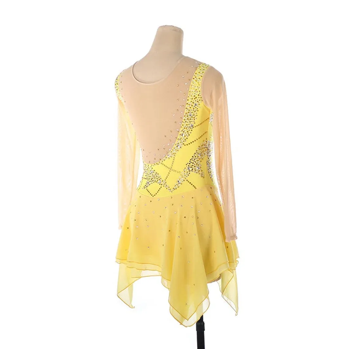 Competition Skating Dress Yellow Asymmetrical Design BSU130666