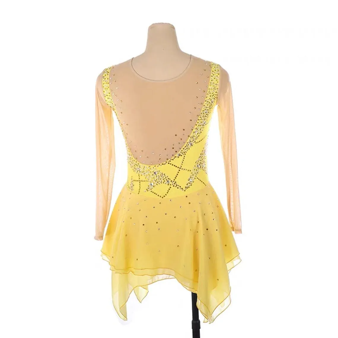 Competition Skating Dress Yellow Asymmetrical Design BSU130666