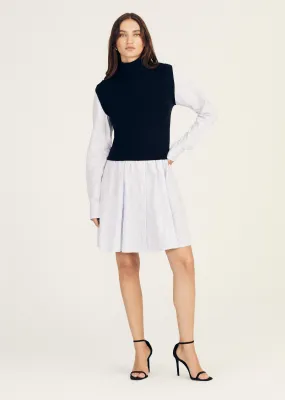 Cressida Mixed Media Dress - Midnight-Stripe