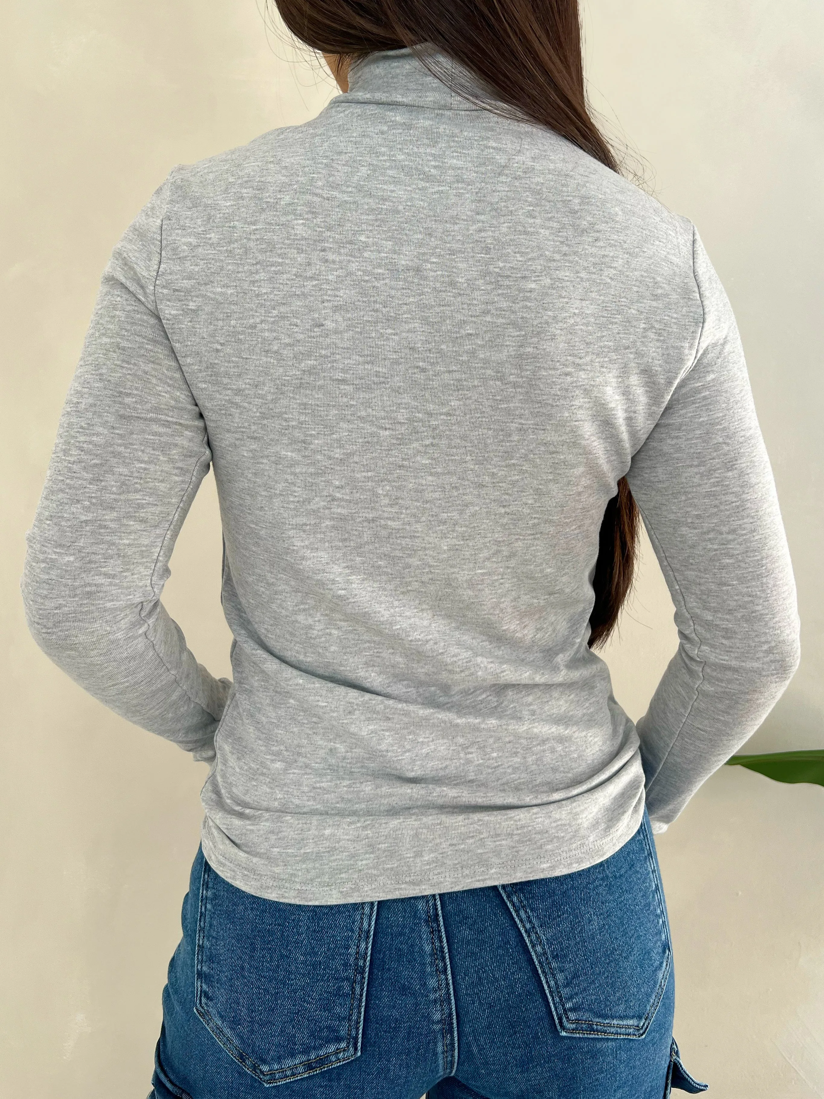 Denise Turtleneck Top (Heather Grey)