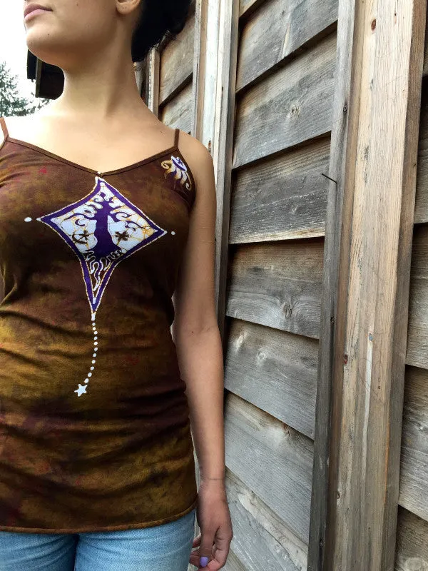 Diamond Tree in Dark Gold Long Summer Batik Camisole