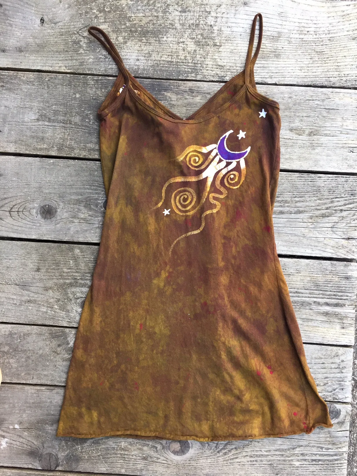 Diamond Tree in Dark Gold Long Summer Batik Camisole