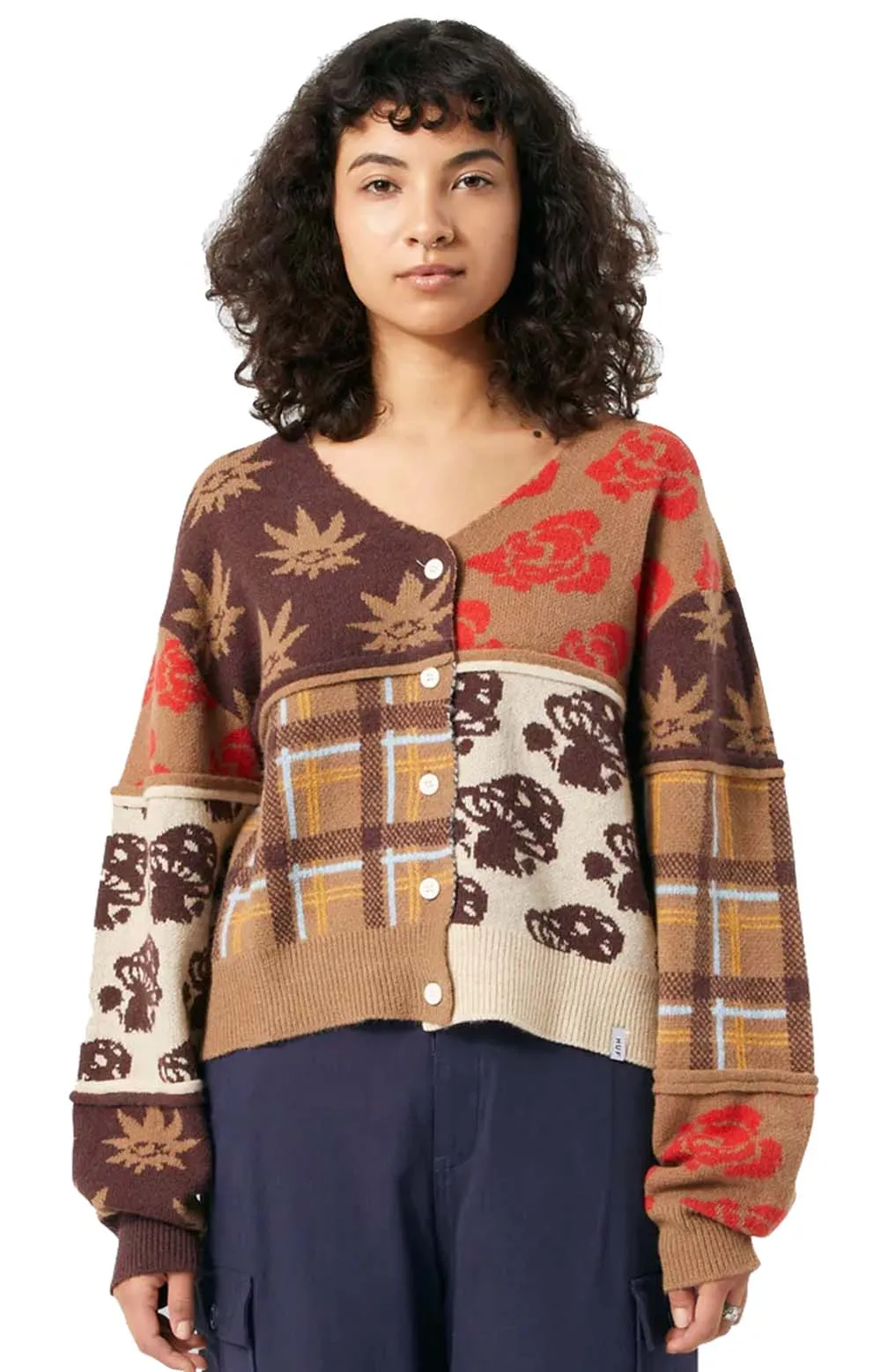 Eco-Inspired Patchwork Cardigan - Brown
