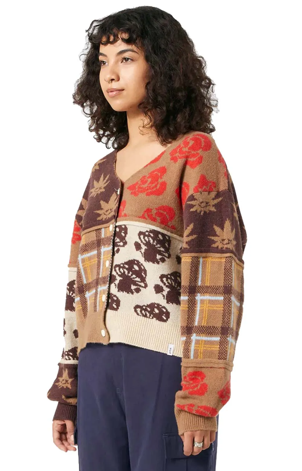 Eco-Inspired Patchwork Cardigan - Brown