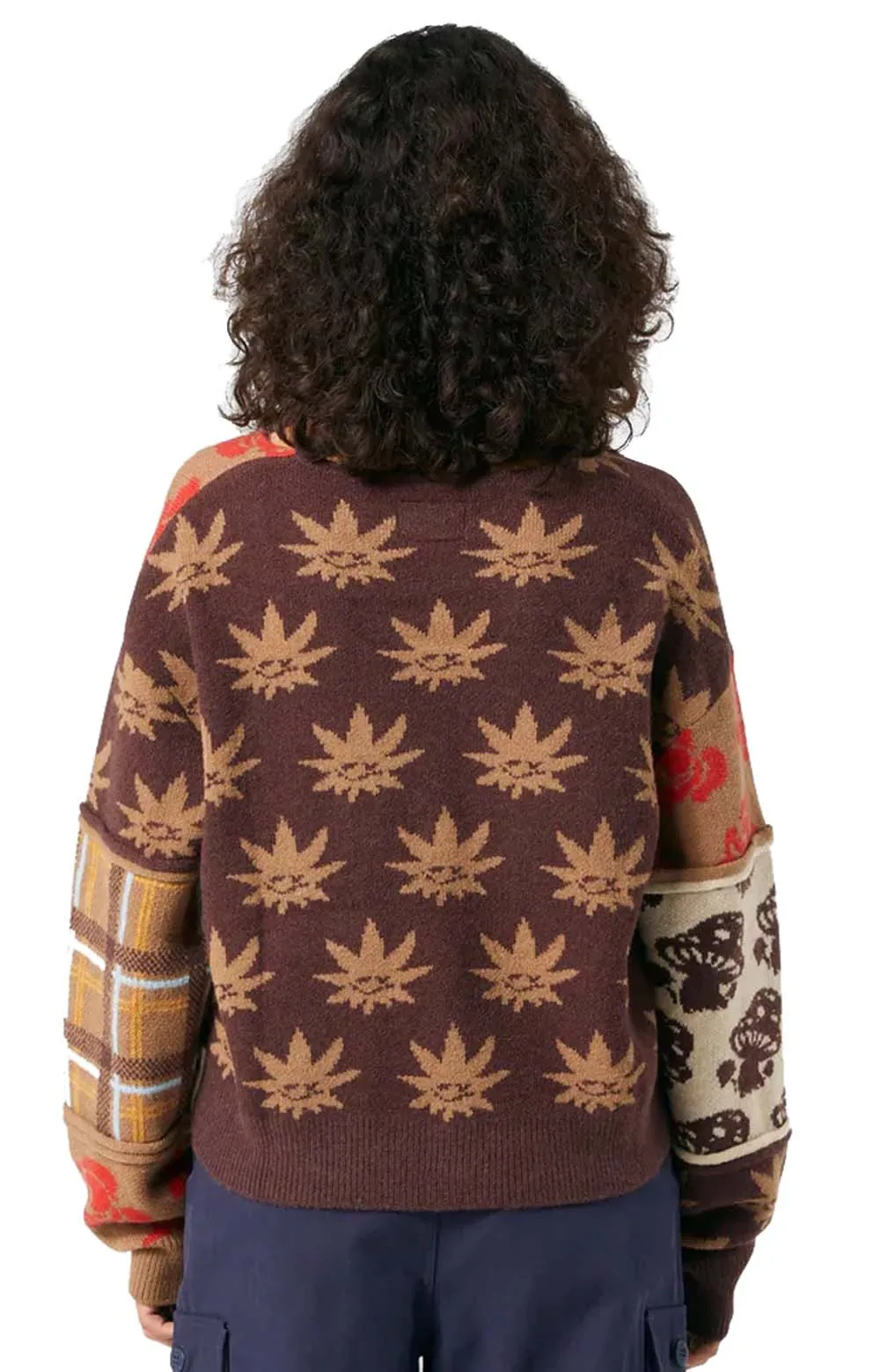 Eco-Inspired Patchwork Cardigan - Brown